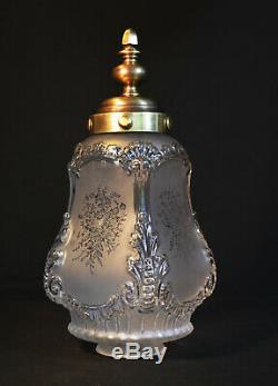 1920s French Louis XIV Versailles Style Bronze Moulded opalescent glass Lantern