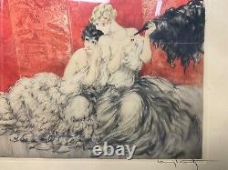 1928 Louis Icart Mockery French Etching Aquatint Hand Coloring on Wove Paper