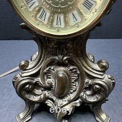 1940 Louis 15th Cast Metal French style Mantel Clock Electric 12inches Works