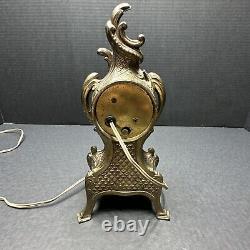 1940 Louis 15th Cast Metal French style Mantel Clock Electric 12inches Works