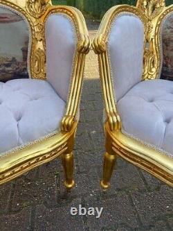 1950 French Louis XVI Corbeille Sofa and Bergere Chairs Set