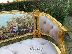 1950 French Louis XVI Corbeille Sofa and Bergere Chairs Set