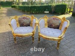 1950 French Louis XVI Corbeille Sofa and Bergere Chairs Set