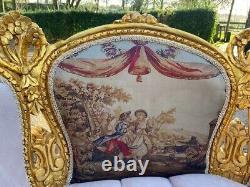 1950 French Louis XVI Corbeille Sofa and Bergere Chairs Set