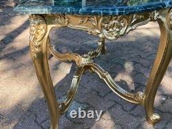 1950's Louis Xvi French Coffee Table in Gold Beech and Marble Top