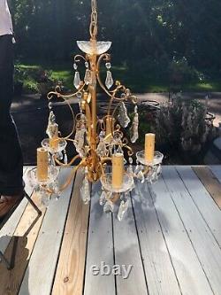 1950s Louis XV French Chandelier Crystals, Crystal Bobeches
