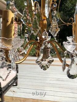 1950s Louis XV French Chandelier Crystals, Crystal Bobeches