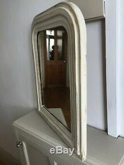 19C Antique French Louis Philippe Mirror Painted White Distressed 53x44cm m215