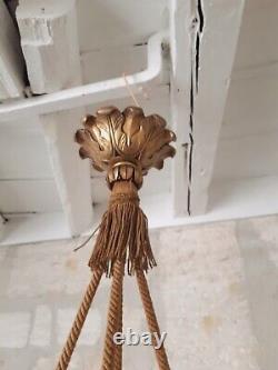 19TH Antique French 6 Arms Gilded Wood & Alabaster Chandelier Ceiling Louis XVI