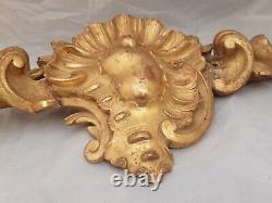 19TH Antique French Louis XV Gilded Wood Pediment Hardware Furniture Salvage 22
