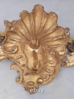 19TH Antique French Louis XV Gilded Wood Pediment Hardware Furniture Salvage 22
