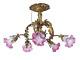 19th Excpt Large French Gilded Bronze Louis Xv Rococo Chandelier 5 Fires Shades