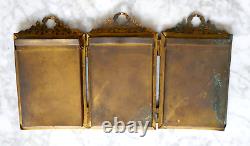 19th Antique Vintage French LOUIS XV Picture Frame Bronze Triple Frame