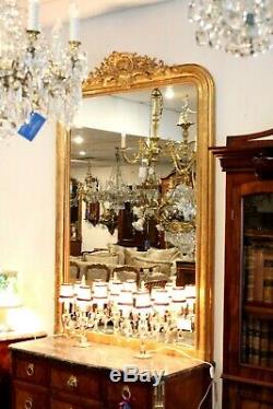 19th C. 22ct GOLD WATER GILDED FRENCH MIRROR. LOUIS XVI INFLUENCED 177cm x 120cm