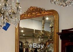 19th C. 22ct GOLD WATER GILDED FRENCH MIRROR. LOUIS XVI INFLUENCED 177cm x 120cm