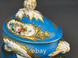 19th C. French Louis Philippe Sèvres Porcelain Blue Celeste Sauciere Sauce Boat