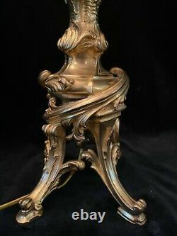 19th C. French Louis XV Style Gilt Bronze Candelabra Table Lamp