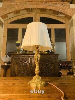 19th C Ormolu Bronze Louis XVI Table Lamp, French Empire Rococo Antique