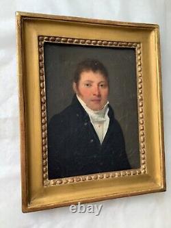 19th Century French Antique Oil painting Portrait Gentleman Circle Louis BOILLY