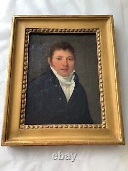 19th Century French Antique Oil painting Portrait Gentleman Circle Louis BOILLY