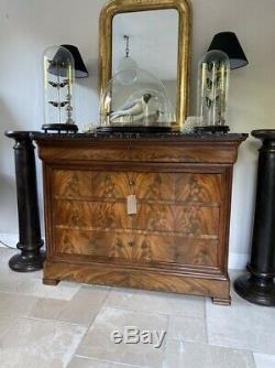 19th Century French Louis Philippe Antique Mahogany Commode/ Chest of Drawers