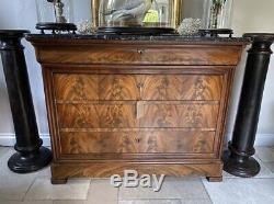 19th Century French Louis Philippe Antique Mahogany Commode/ Chest of Drawers