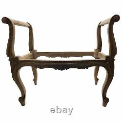 19th Century French Louis XV Carved Walnut Bench Stool