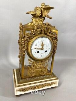 19th Century French Louis XVI Clock Set Made From Bronze, Crystal and Marble-3 P
