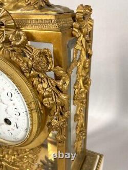 19th Century French Louis XVI Clock Set Made From Bronze, Crystal and Marble-3 P