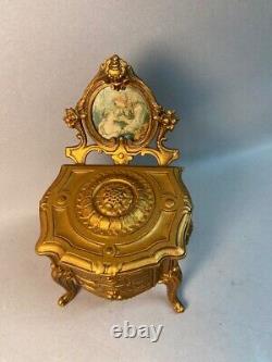 19th Century French Louis XVI Gilded Zamac Jewelry Vanity Box