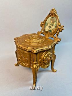 19th Century French Louis XVI Gilded Zamac Jewelry Vanity Box