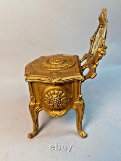 19th Century French Louis XVI Gilded Zamac Jewelry Vanity Box