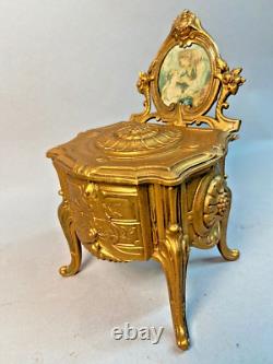 19th Century French Louis XVI Gilded Zamac Jewelry Vanity Box