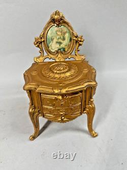 19th Century French Louis XVI Gilded Zamac Jewelry Vanity Box