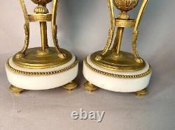 19th Century French Louis XVI Marble and Bronze Cassolettes / Urn Pair