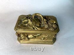 19th Century French Louis XVI Solid Bronze Vanity Trinket Jewelry Box Casket