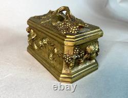 19th Century French Louis XVI Solid Bronze Vanity Trinket Jewelry Box Casket