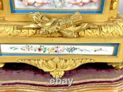 19th Century French Louis XVI Table Clock in Ormolu Bronze With Sevres Porcelain