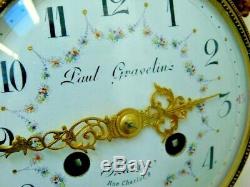 19th Century Louis XVI Style Gilt Hanging Wall Clock Charpentier French Gravelin