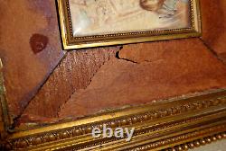 19th Superb French Painting Louise XVI Dore Bronze Picture Frame Bow & Wreath