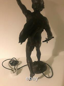 19th century EMILE LOUIS PICAULT Bronze Lamp statue 58.5cm