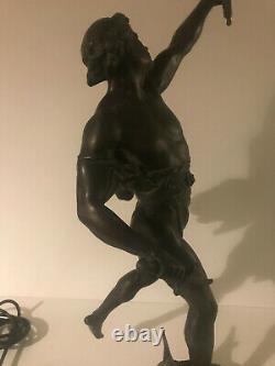 19th century EMILE LOUIS PICAULT Bronze Lamp statue 58.5cm