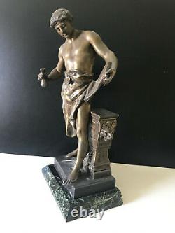 19th century EMILE LOUIS PICAULT Bronze spelter statue marble base