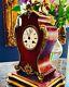 19thc French Rouge Lacquered 8 Day Twin Train Boulle Clock By Louis Japy (c1855)