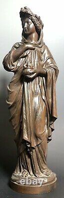 19thC LOUIS SAUVAGEAU Antique French Bronze Statue Woman Neoclassical Provential