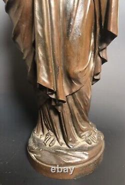 19thC LOUIS SAUVAGEAU Antique French Bronze Statue Woman Neoclassical Provential