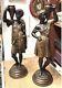 2 Antique Blackmoor French Cold Painted Bronze Arab Candlestick By Louis Hattot