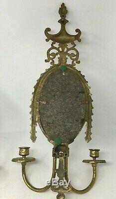2 Antique LOUIS XVI French Cast Brass Urn Parlor Mirror Candle Wall Sconce