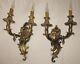 2 Vintage French Louis Xv Style Brass Wall Sconces Lights Wall Fixtures New Wire