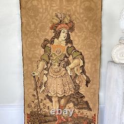 29 X 72 Antique French tapestry Jacquard weave King Louis XIV